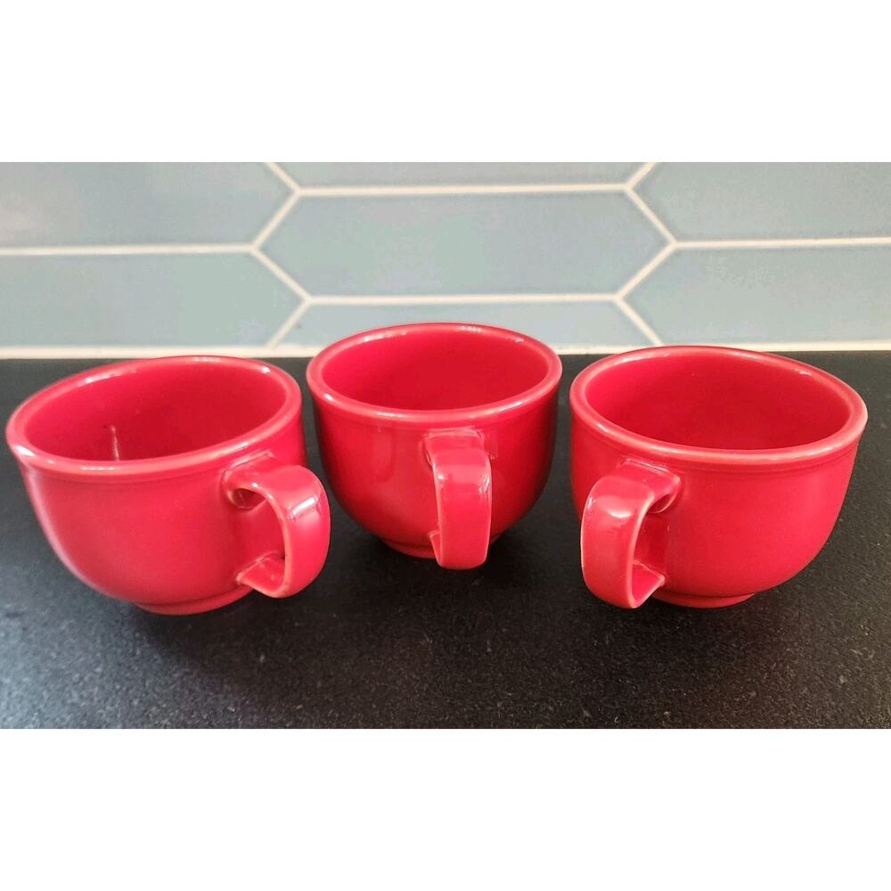Vintage Homer Laughlin China Fiesta Scarlet Red 3 Jumbo Mugs